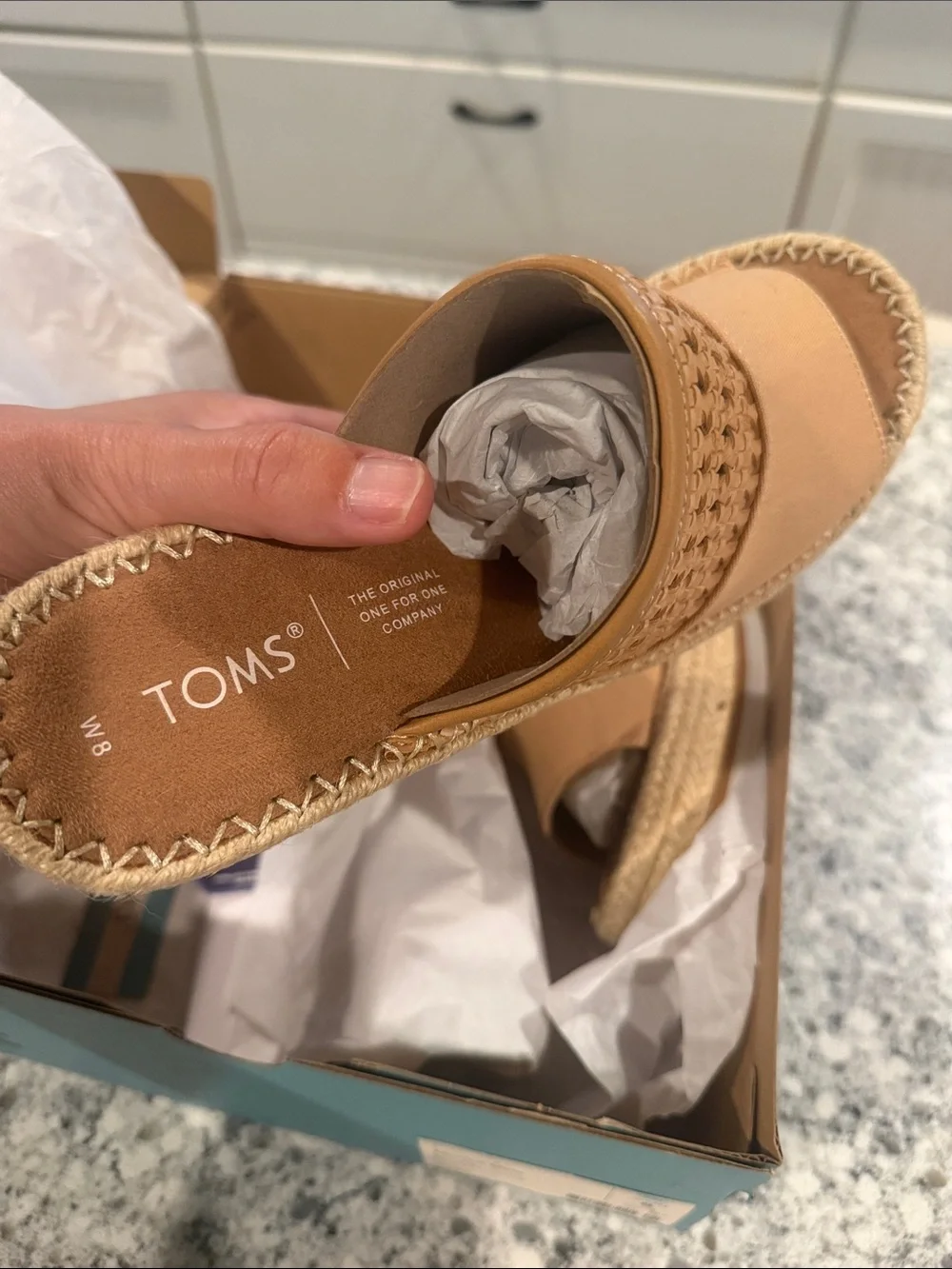 Toms Woven Monica Mule Wedge Slides size 8